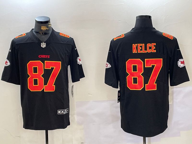 Men Kansas City Chiefs #87 Kelce Black 2024 Nike Vapor Limited NFL Jersey style 1